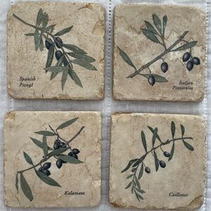 Set of Olive Branch Stone Coasters